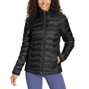 Eddie Bauer Women's Down  Puffer Two Tone Black Zip Up Jacket Size Small